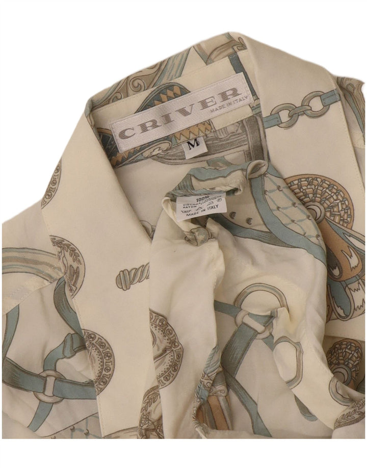 Camisa masculina Criver com estampa abstrata média viscose branca