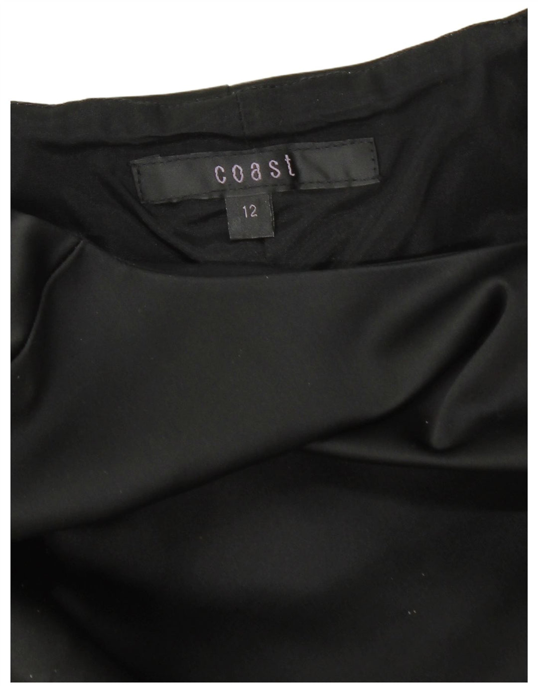 COAST Vestido feminino sem mangas com bainha UK 12 acetato preto médio