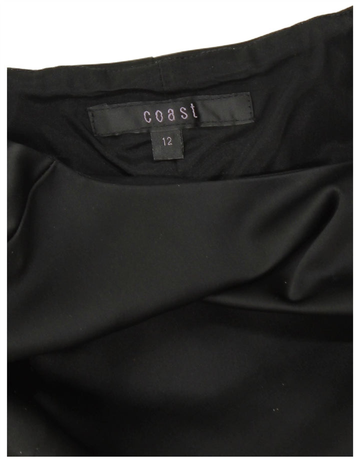 COAST Vestido feminino sem mangas com bainha UK 12 acetato preto médio