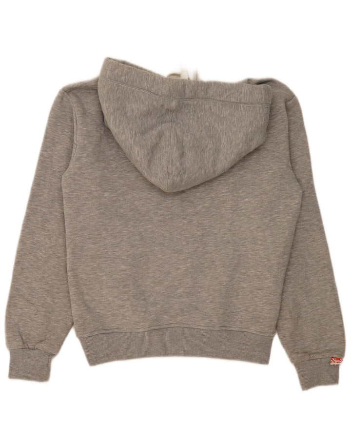 Superdry feminino gráfico moletom com capuz UK 16 grande poliéster cinza