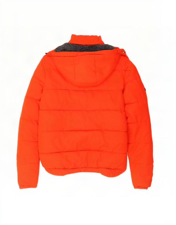 Jaqueta acolchoada com capuz masculina Superdry UK 38 poliéster laranja médio
