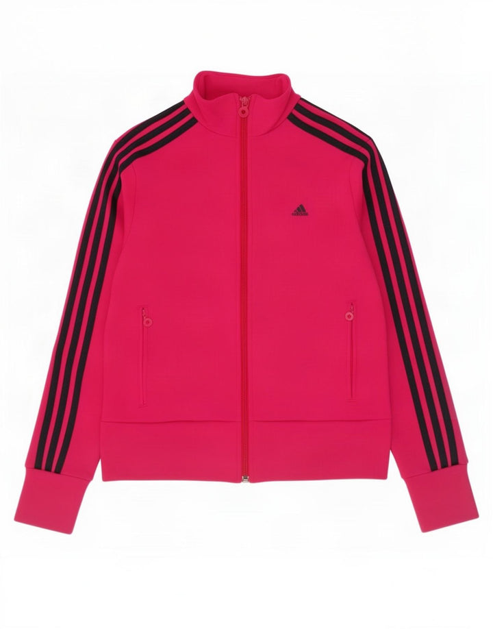 Adidas Womens Tracksuit Top Jacket UK 12 Médio Rosa Poliéster