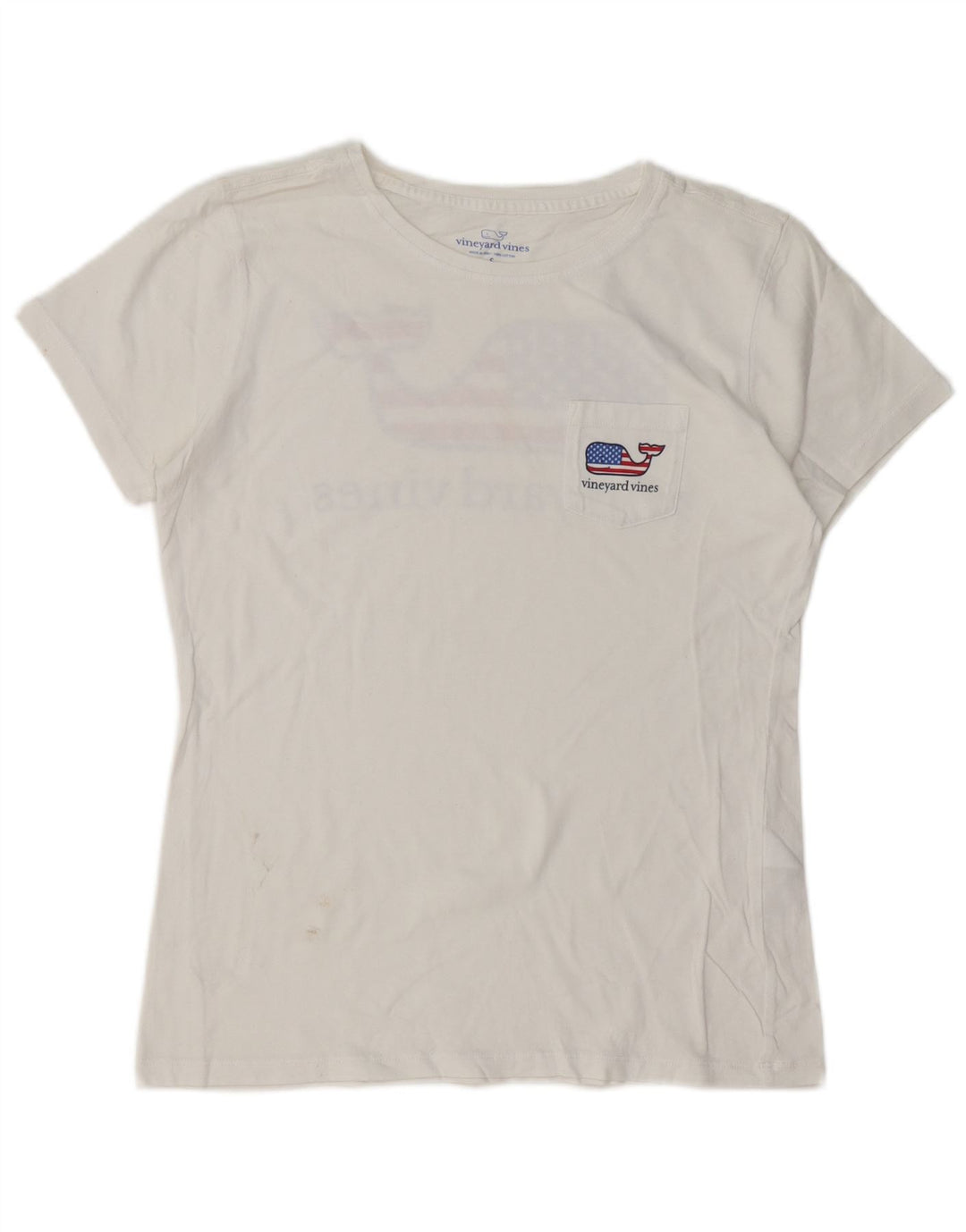 Camiseta feminina VINEYARD VINES com estampa gráfica UK 10 algodão branco pequeno
