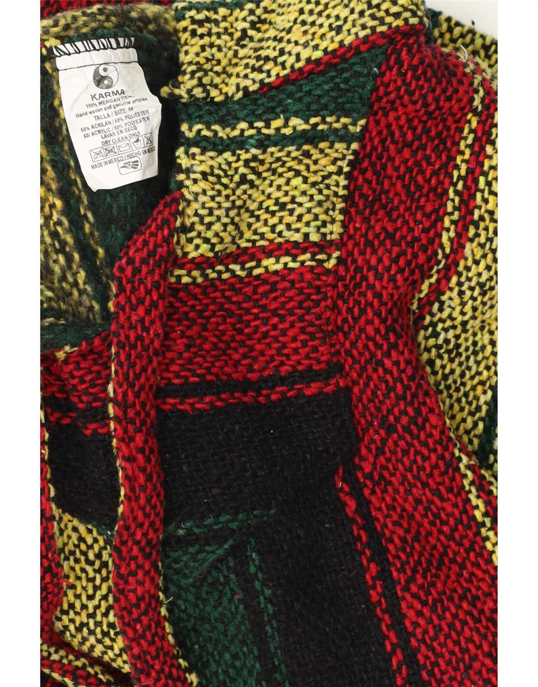 Suéter vintage masculino mexicano com capuz listrado médio multicolorido
