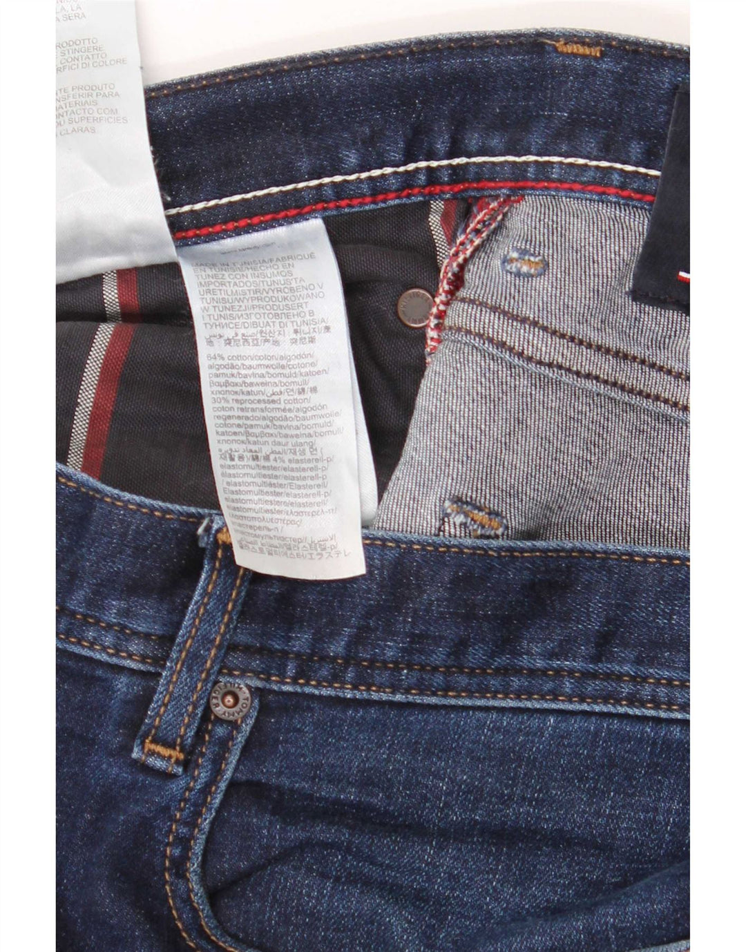 Tommy Hilfiger Masculino Slim Jeans W36 L32 Azul Marinho Algodão