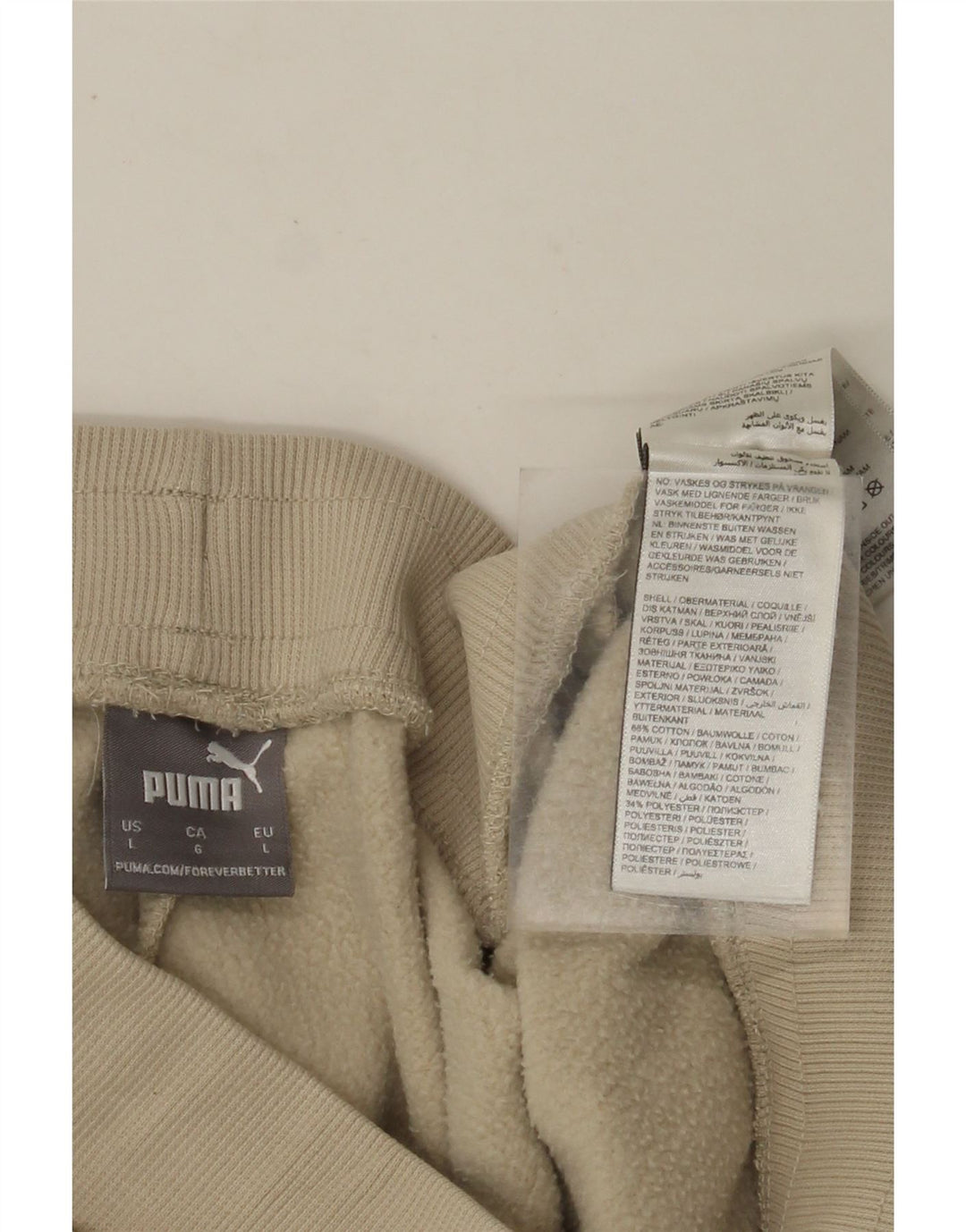 Calça de treino feminina PUMA UK 14 grande algodão bege