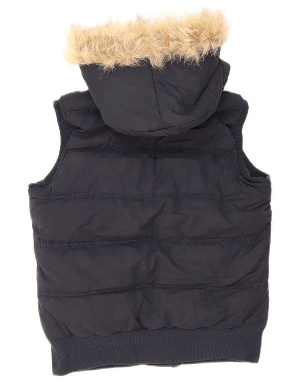 Colete acolchoado com capuz feminino Fat Face Sherpa UK 12 poliéster azul marinho médio