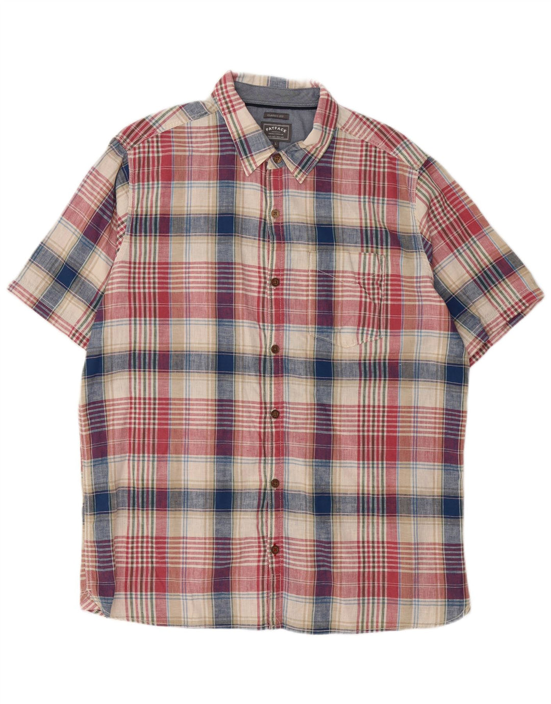 Camisa masculina de manga curta Fat Face Classic Fit grande xadrez multicolorido