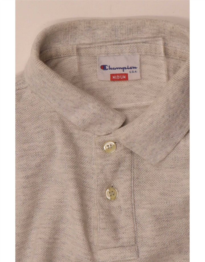 Camisa polo masculina de manga comprida Champion cinza médio manchado