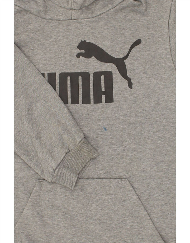 PUMA Boys Graphic Hoodie Jumper 13-14 Years Grey Cotton Vintage Puma and Second-Hand Puma from Messina Hembry 