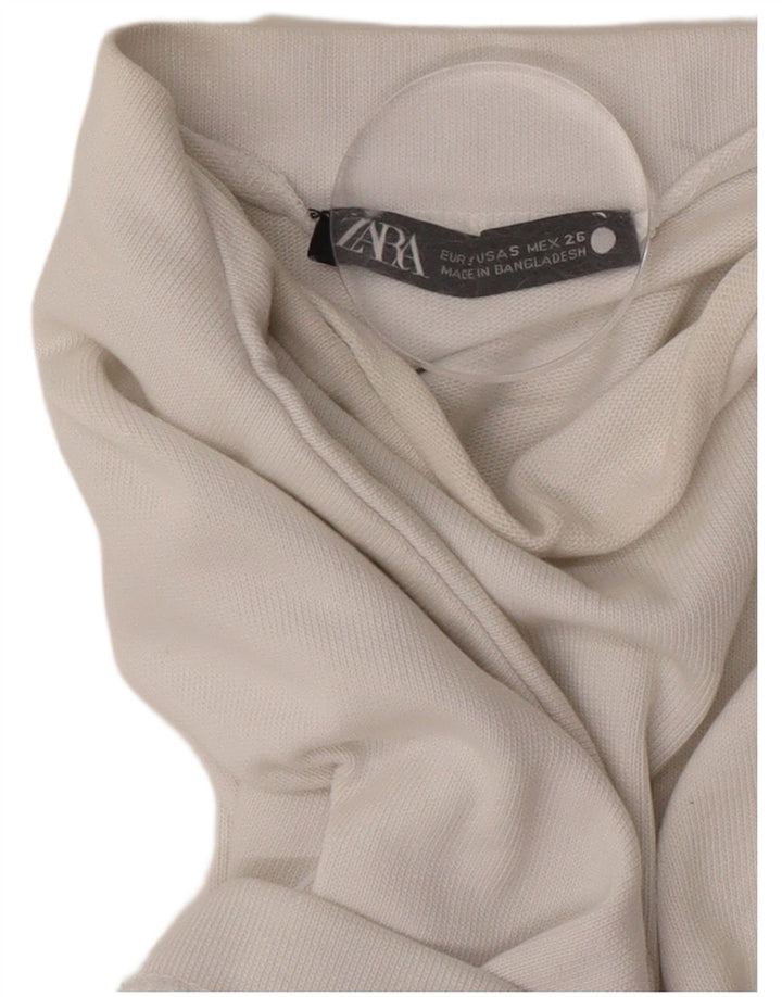 Camiseta feminina grande Zara UK 10 algodão branco pequeno