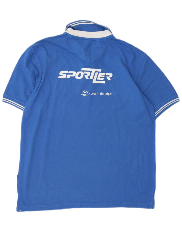 Camisa polo gráfica masculina ASICS XL azul algodão