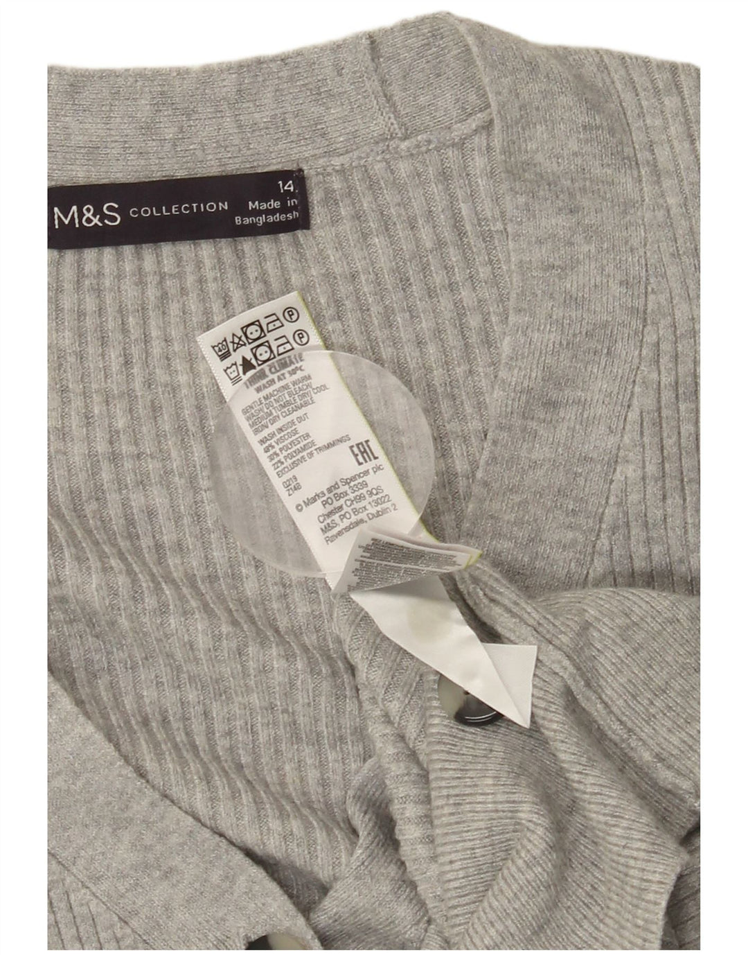 Suéter cardigã feminino MARKS & SPENCER 13-14 anos viscose cinza