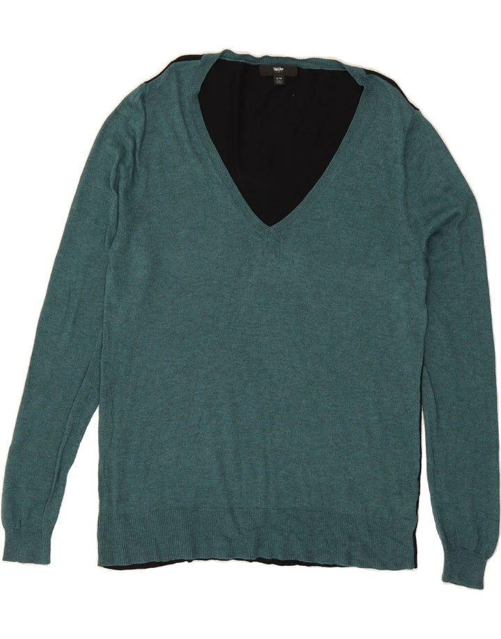 MOSSIMO Mens V-Neck Jumper Sweater XL Blue Colourblock Nylon Vintage Mossimo and Second-Hand Mossimo from Messina Hembry 