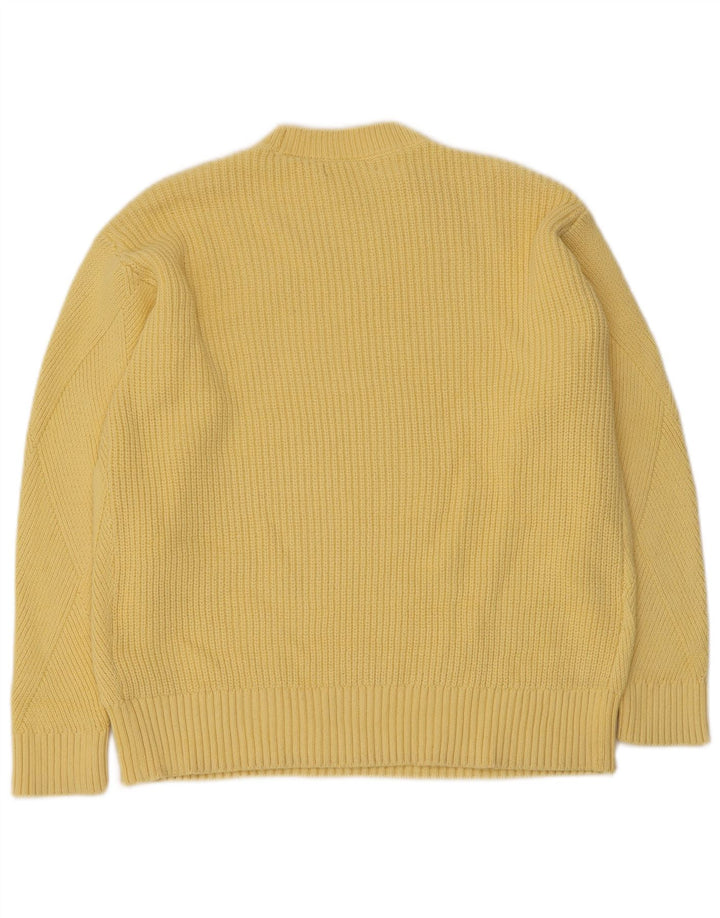 Suéter feminino Marks & Spencer com gola redonda Reino Unido 14 algodão amarelo médio