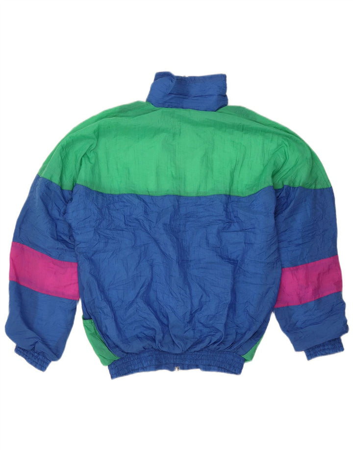 Jaqueta superior de agasalho masculino vintage pequeno azul colorblock poliuretano retrô