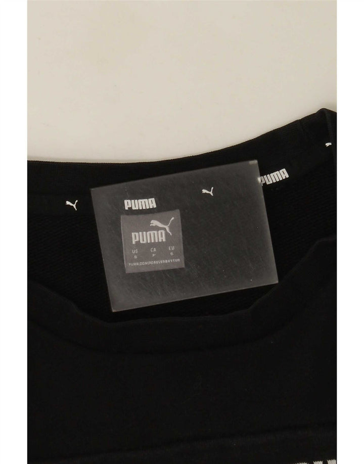 Puma feminino gráfico moletom jumper UK 10 pequeno bloco colorido preto
