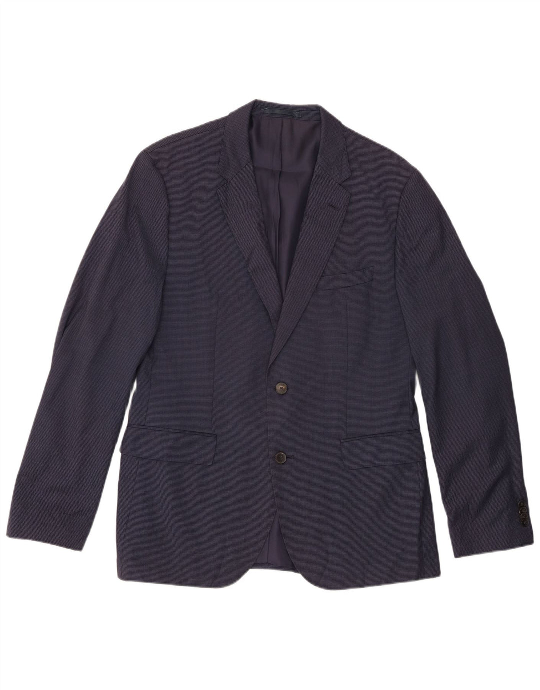 Jaqueta blazer masculina de 2 botões HUGO BOSS UE 52 XL azul marinho xadrez lã