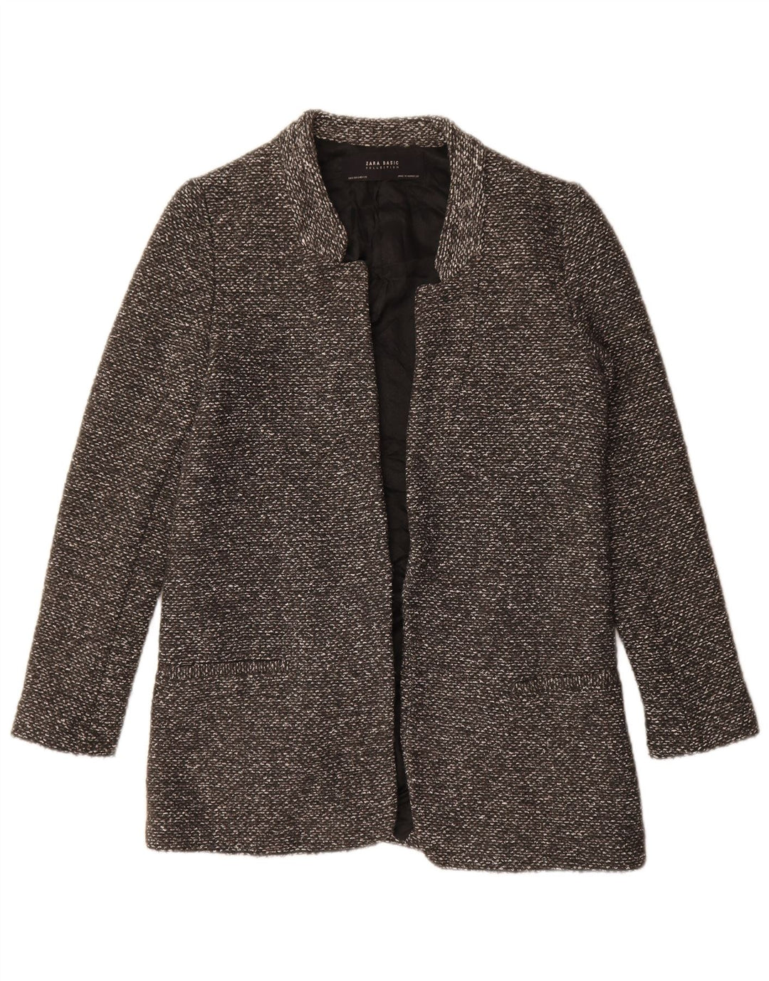 ZARA Womens Open Blazer Jacket UK 10 Pequeno Cinza