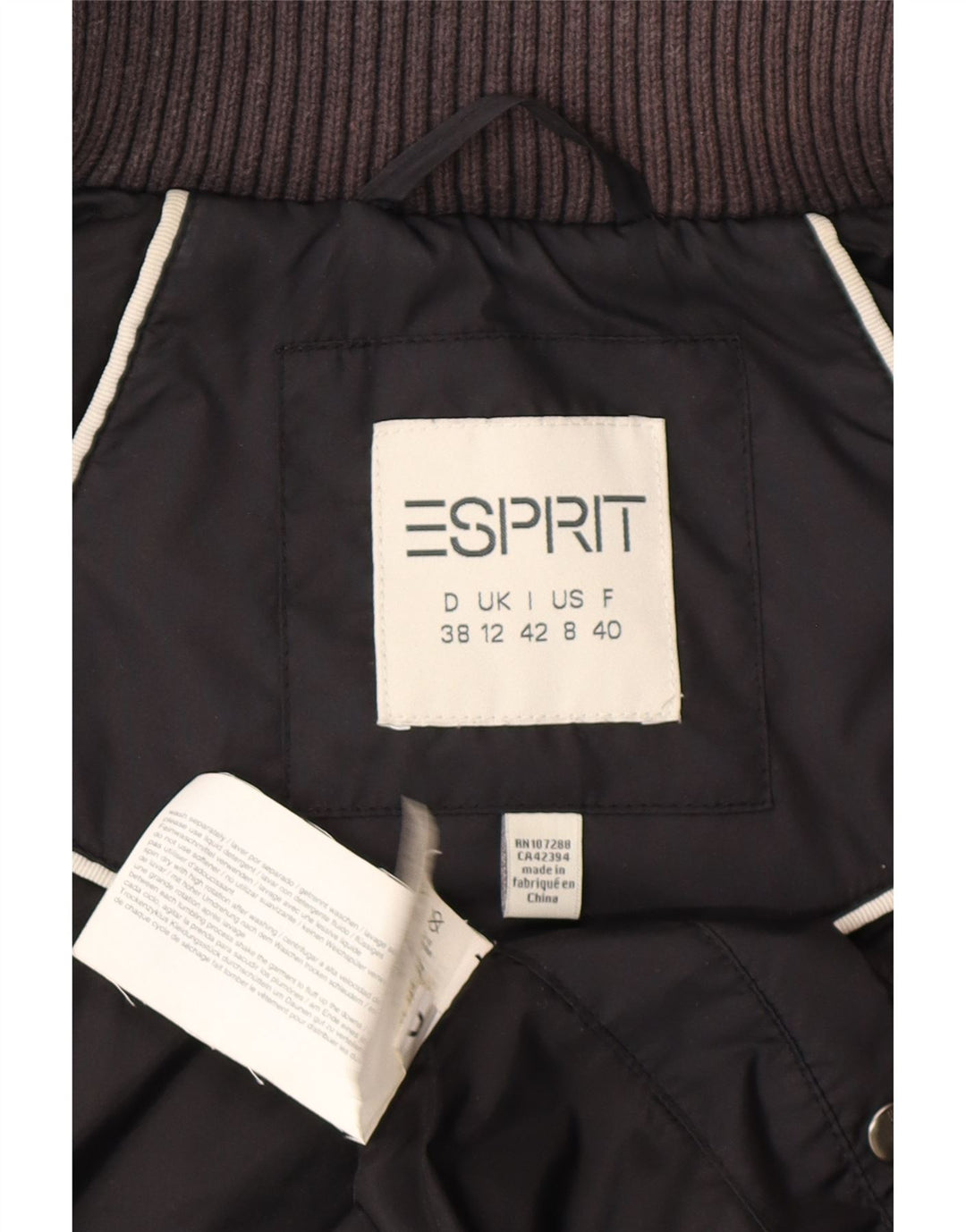Colete acolchoado feminino Esprit UK 12 poliéster preto médio