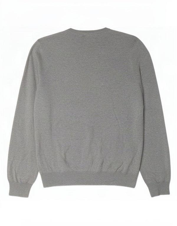 Suéter masculino Marks & Spencer com decote em V XL algodão manchado cinza