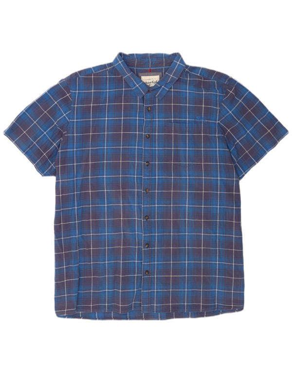 Camisa masculina de manga curta Weird Fish 5XL algodão xadrez azul