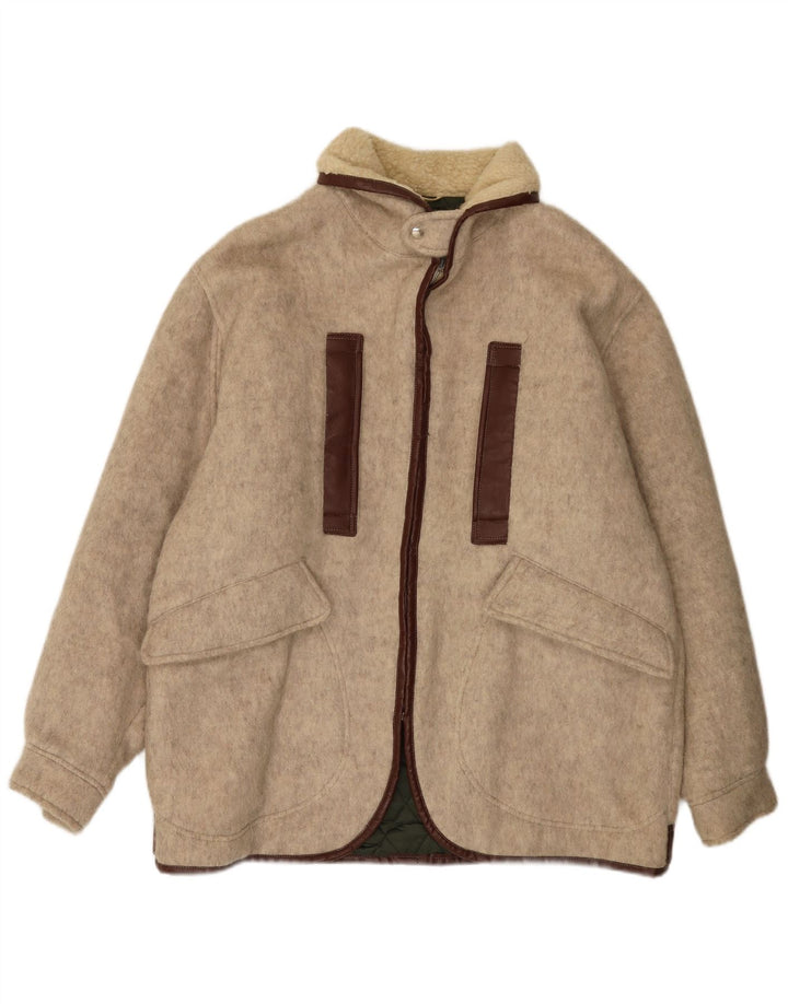 Casaco corta-vento masculino vintage solto UK 38 bege médio