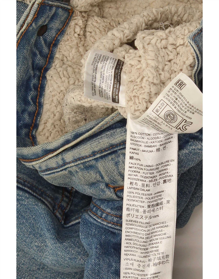 Jaqueta jeans masculina Sherpa Levi's UK 40 grande algodão azul