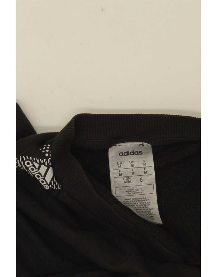 Adidas Mens Graphic Moletom Jumper Médio Algodão Preto
