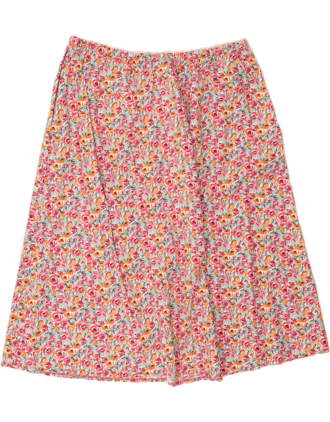 VINTAGE Womens A-Line Skirt W40 2XL Pink Floral Cotton Vintage Vintage and Second-Hand Vintage from Messina Hembry 