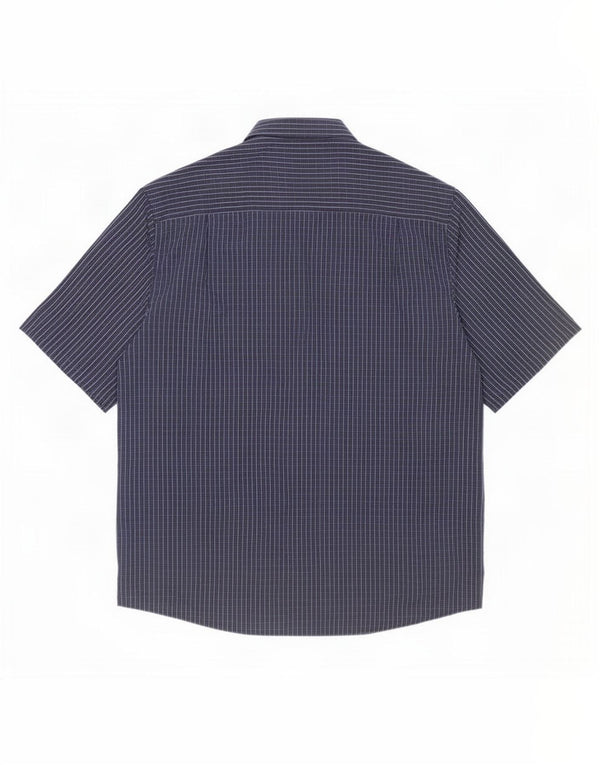 Camisa masculina de manga curta James Pringle 2XL poliéster xadrez azul marinho