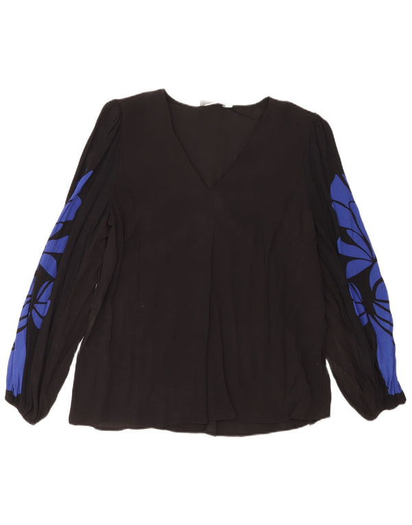 Blusa feminina de manga comprida MINT VELVET UK 14 viscose floral preta média