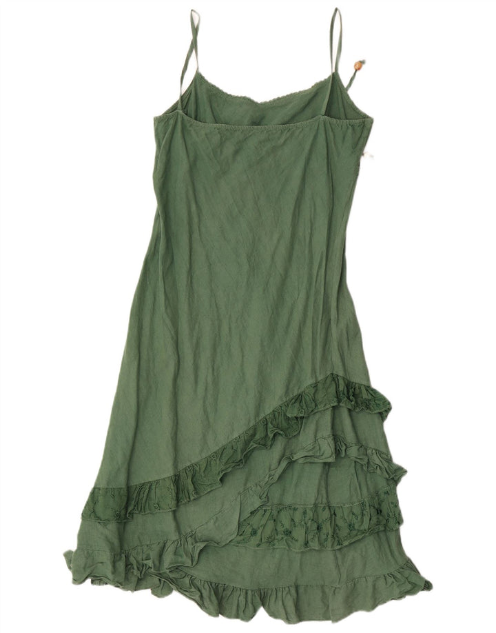 Vestido de verão feminino vintage Reino Unido 8 pequeno verde