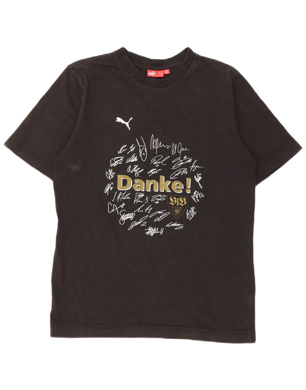 Puma Mens Graphic T-Shirt Top Pequeno Algodão Preto
