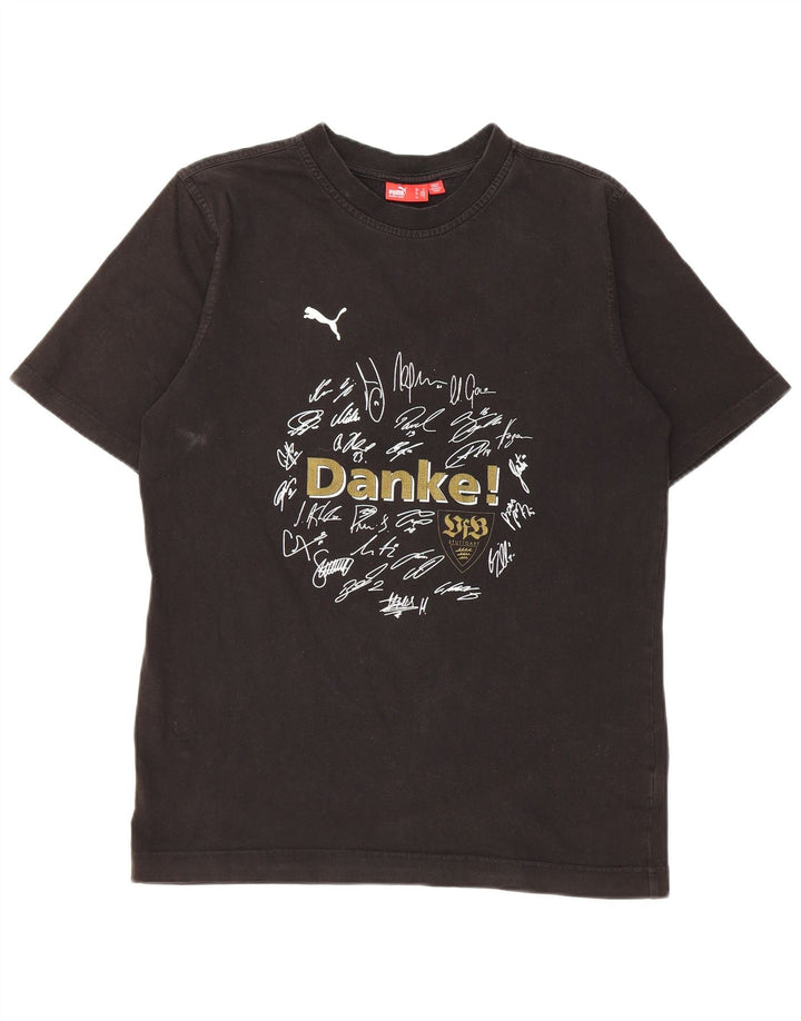 Puma Mens Graphic T-Shirt Top Pequeno Algodão Preto