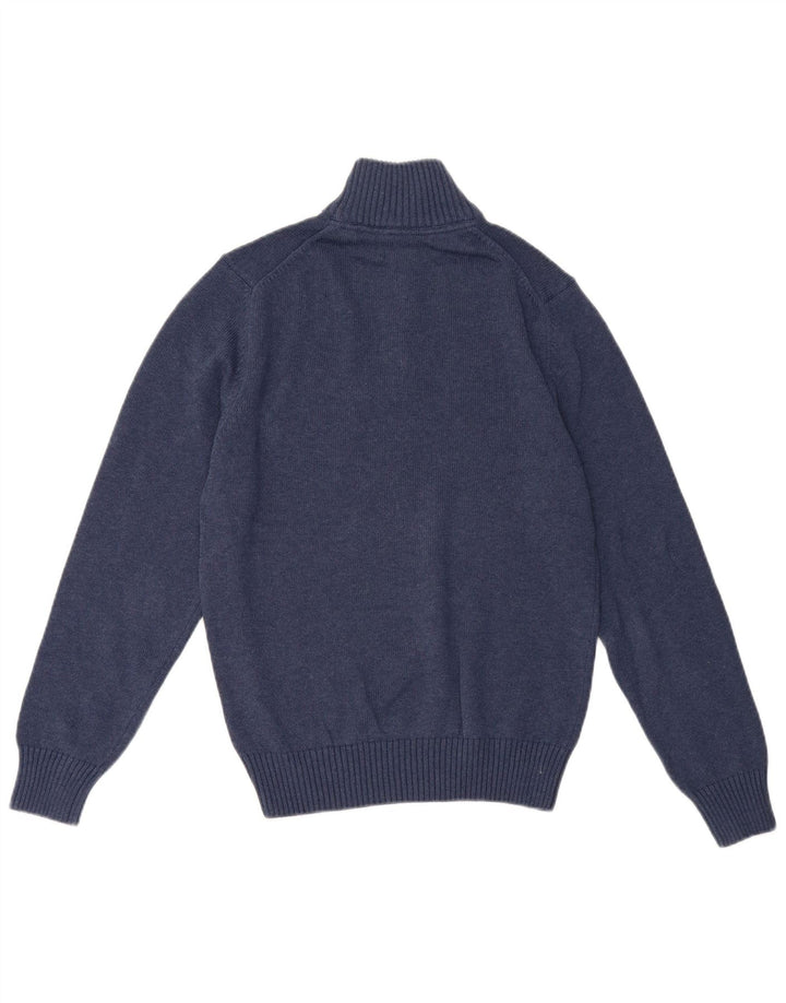 Suéter masculino Gant com zíper e gola pequena de algodão azul marinho