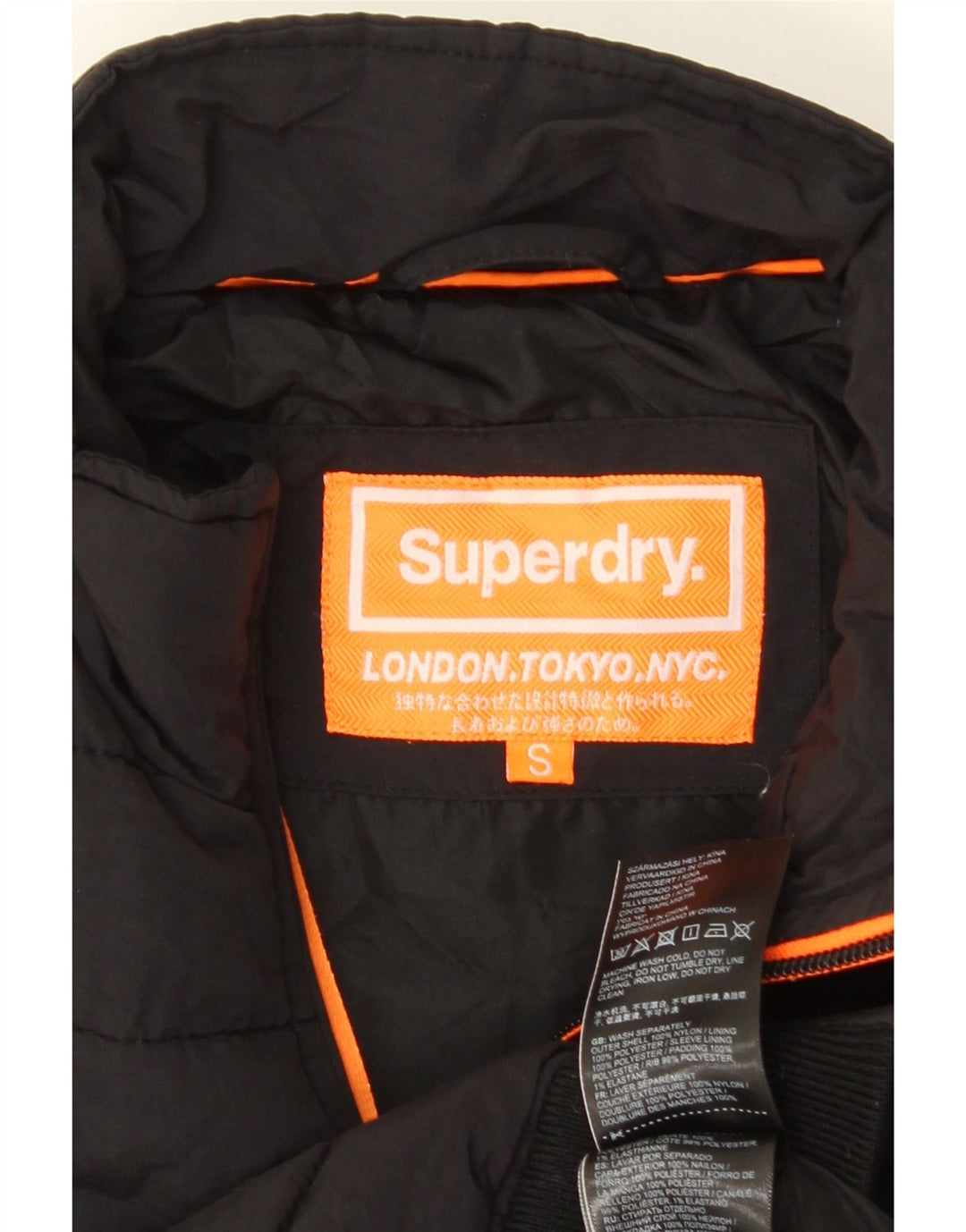 Jaqueta acolchoada masculina SUPERDRY UK 36 pequena nylon preta