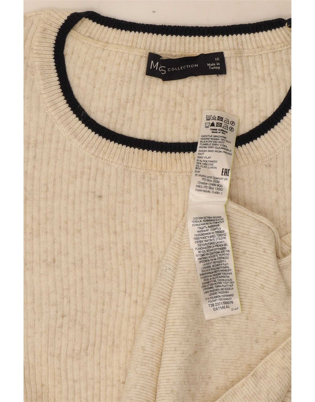 Blusa feminina Marks & Spencer UK 16 grande off white poliamida