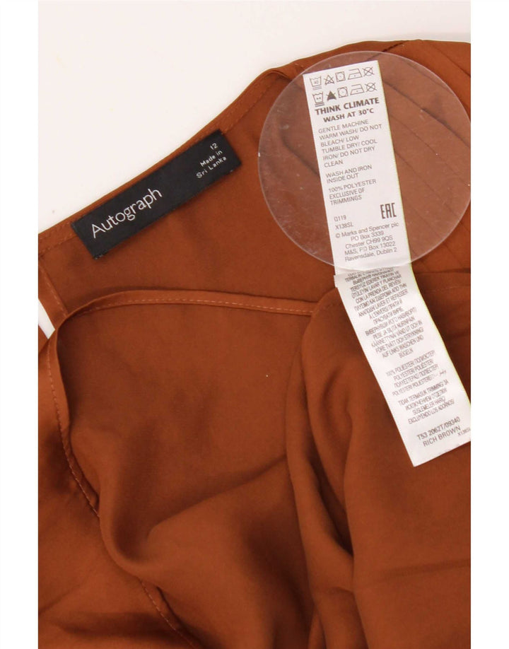 Blusa feminina de manga comprida Autograph Marks & Spencer Reino Unido 12 marrom médio