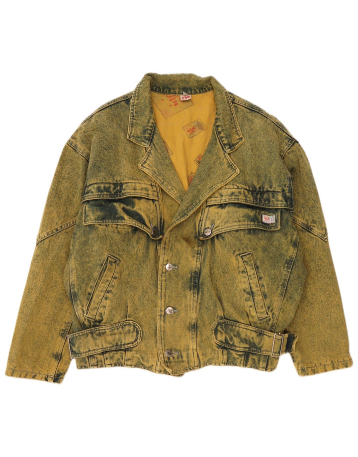 Jaqueta jeans masculina Ulfa Loose Fit UK 38 algodão amarelo médio anos 80