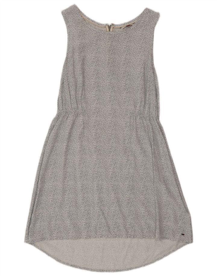 Vestido feminino TOMMY HILFIGER sem mangas evasê UK 6 XS branco manchado