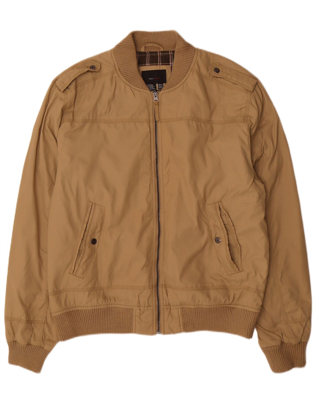 Jaqueta bomber militar masculina Zara UK 42 XL bege nylon