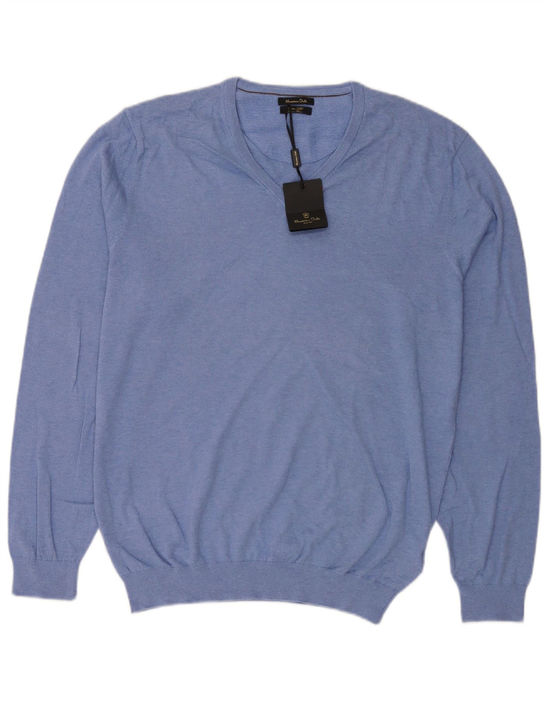 Suéter masculino Massimo Dutti com decote em V XL algodão azul