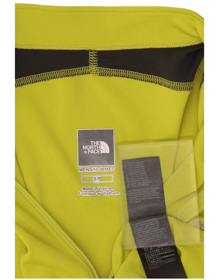 THE NORTH FACE Camiseta masculina com gola e zíper, top pequeno verde colorblock de poliéster