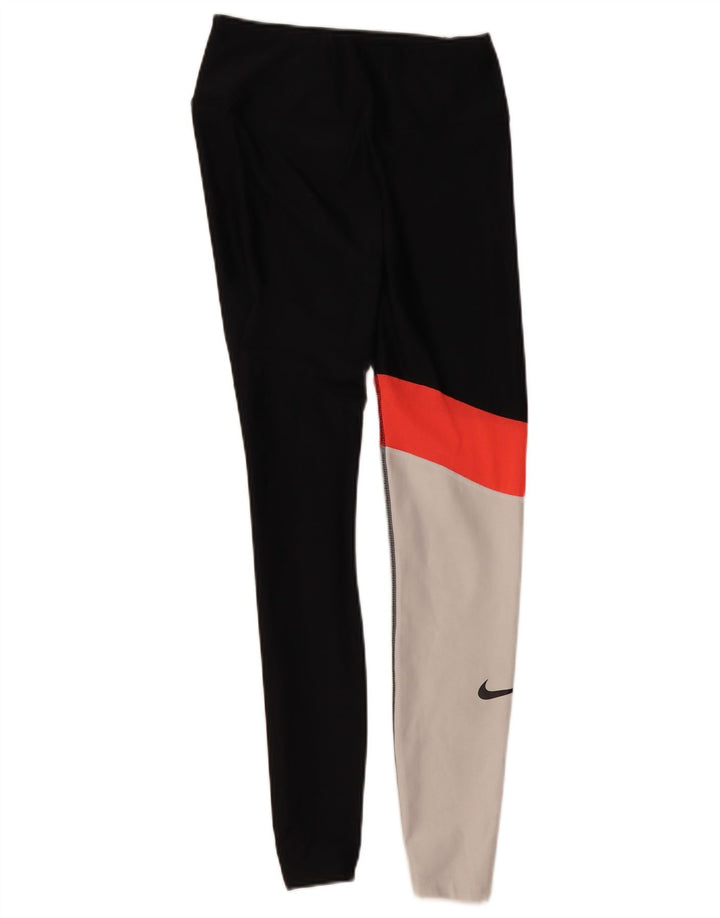 Leggings Nike Dri Fit para mulher UK 10 pequeno preto colorblock poliéster