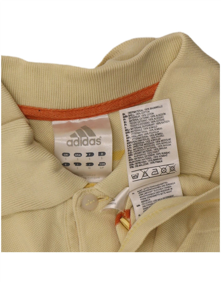 Camisa polo masculina Adidas pequena listrada amarela de algodão