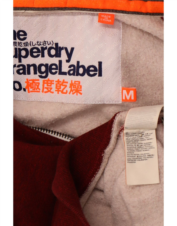 Suéter masculino com capuz e zíper SUPERDRY médio algodão manchado cor de vinho