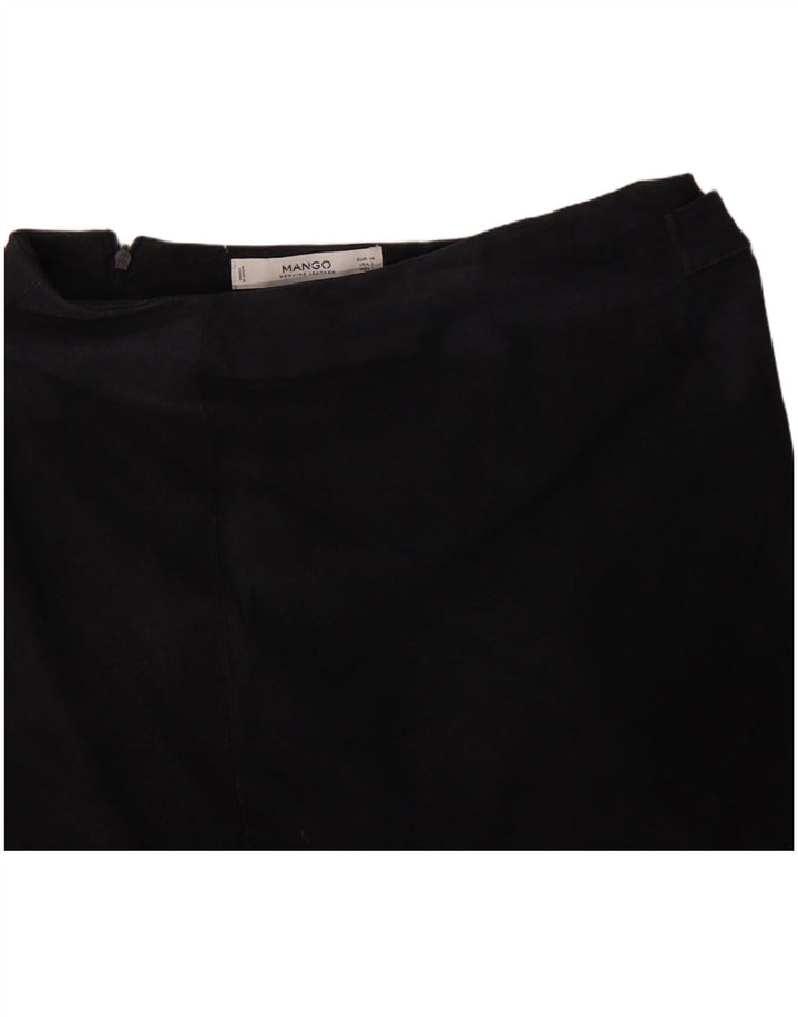 Mini saia feminina de camurça Mango EU 34 XS W28 couro azul marinho