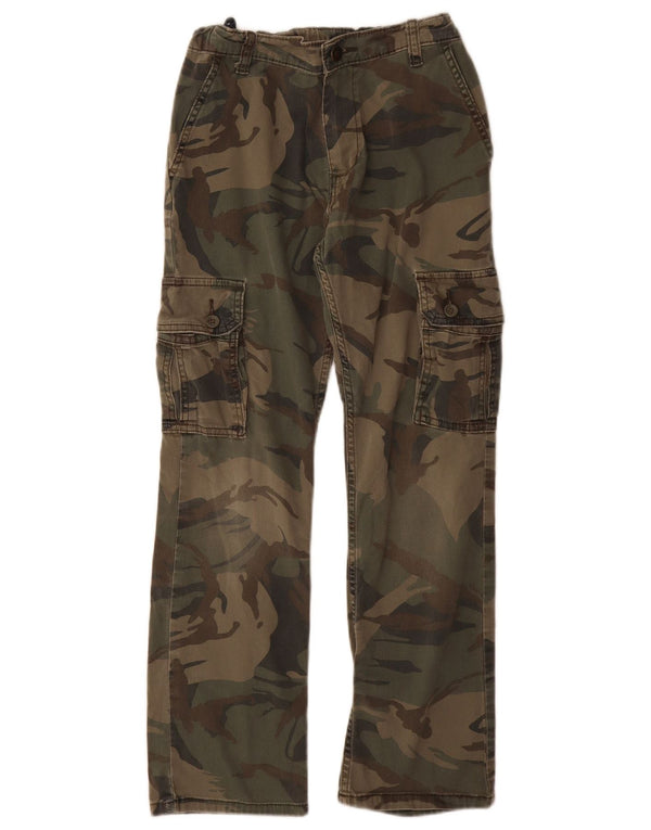Wrangler Boys Straight Cargo Calças 13-14 Anos W26 L27 Camuflagem Cáqui