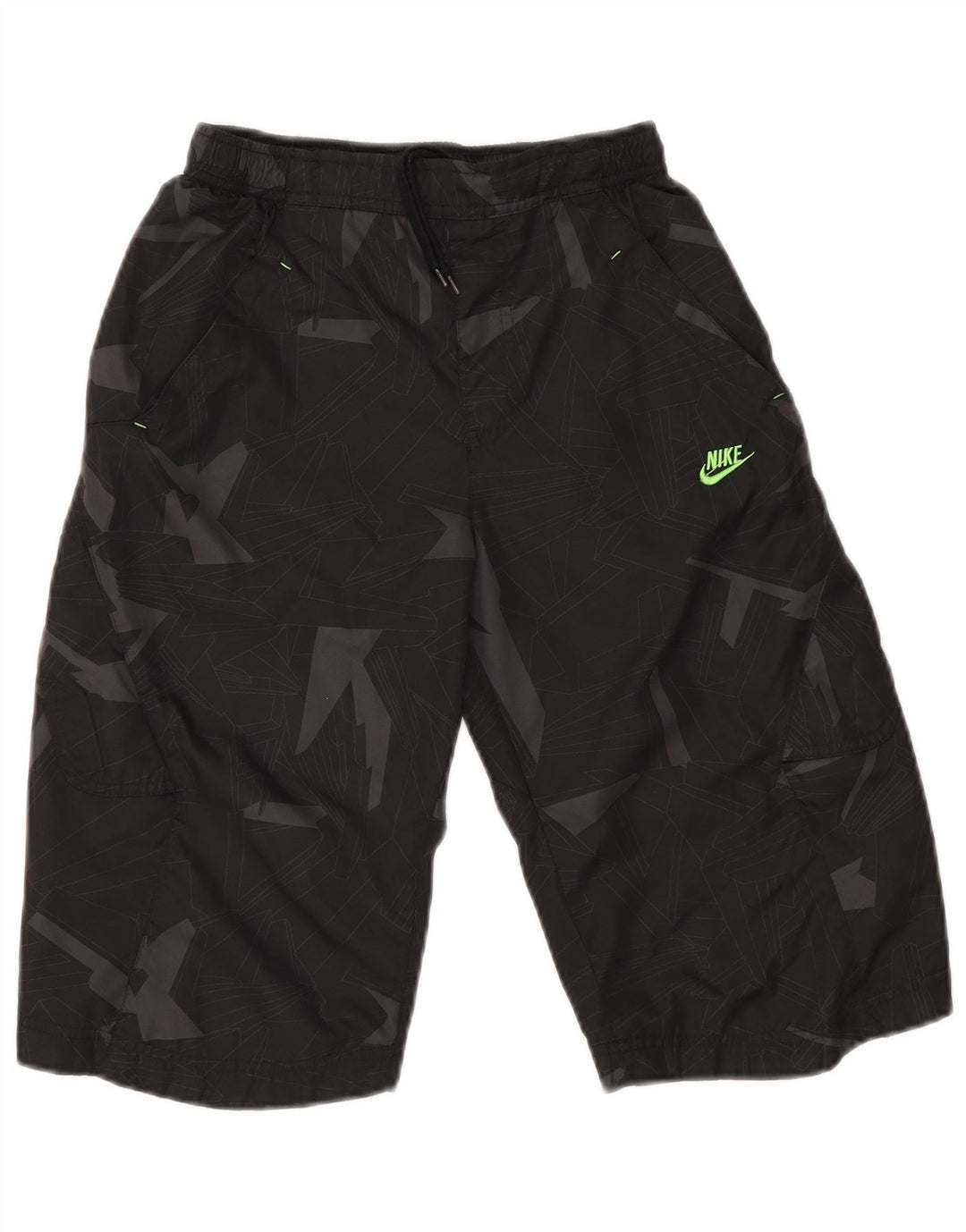 NIKE Meninos Sport Shorts 12-13 Anos Grande Poliéster Geométrico Preto